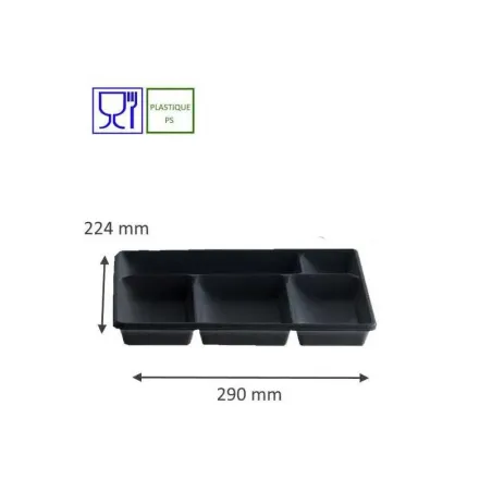 Plateaux traiteur noir 5 compartiments Plateaux traiteur noir 5 compartiments