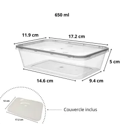 Barquette injectée transparente solide avec dimensions