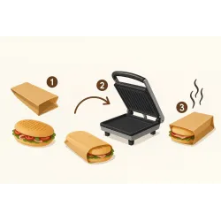 Votre panini dans un sac special cuisson en 3 etapes