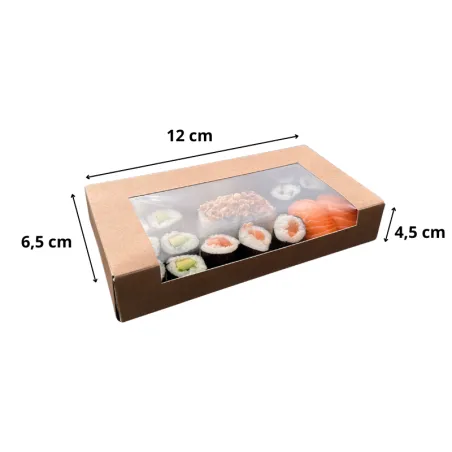 Boite sushi a fenêtre kraft brun couvercle charnière Boite sushi a fenêtre kraft brun couvercle charnière