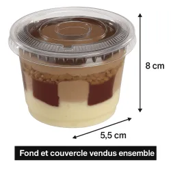 Kit pot dessert plastique fond et couvercle 200 cc