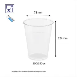 Gobelet plastique 78 mm contenance 300 cc