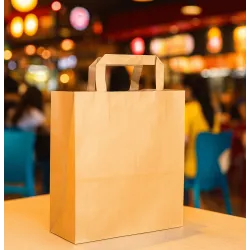 Sac Kraft Brun poignées plates boulangerie patisseries - pas cher