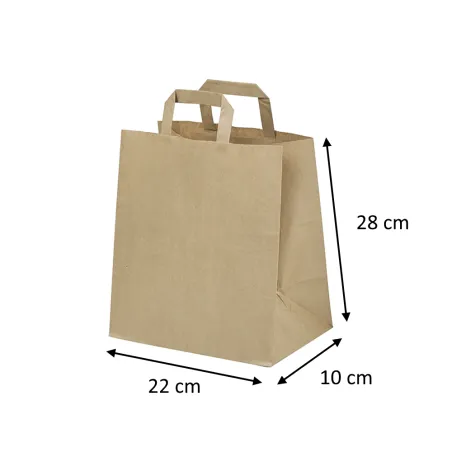 Sac Kraft Brun poignées plates boulangerie patisseries 26X14X32CM Sac Kraft Brun poignées plates boulangerie patisseries 26X14X32CM