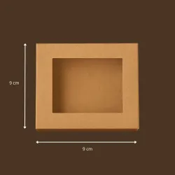 boîte sushi 9x9 cm a fenetre kraft brun couvercle charniere