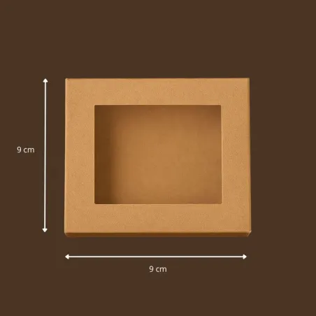 boîte sushi 9x9 cm a fenetre kraft brun couvercle charniere