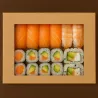 boîte sushi a fenêtre kraft brun couvercle charnière