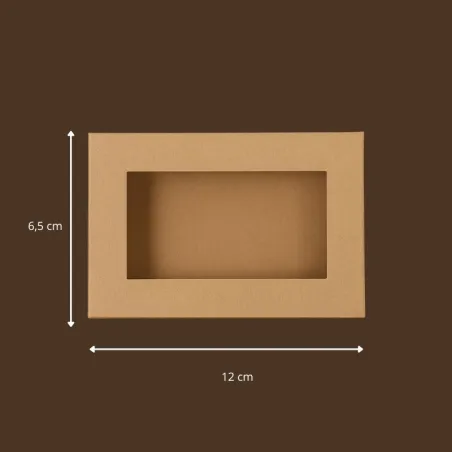 boîte sushi 12x6,5 cm a fenetre kraft brun couvercle charniere