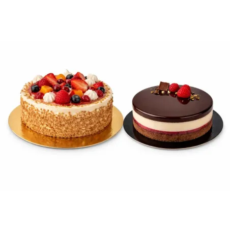 Support pâtisserie carton rond or/noir Papa France