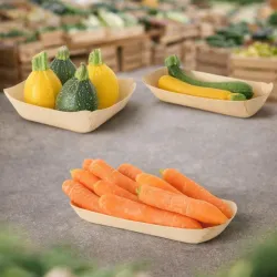 Barquette rectangulaire "wood" en bois naturel Papa Frace