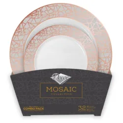 set assiettes plastique réutilisables mosaïque