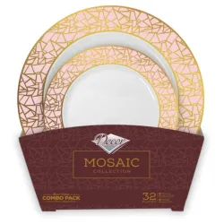 set assiettes plastique réutilisables mosaïque