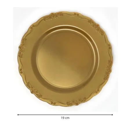 Assiettes Réutilisables Élégantes Doré avec Liseré