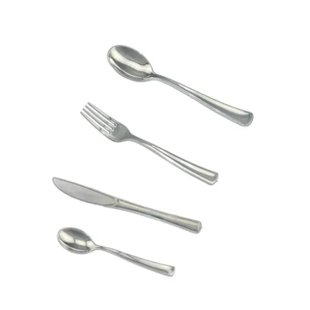 couverts plastique réutilisables argent