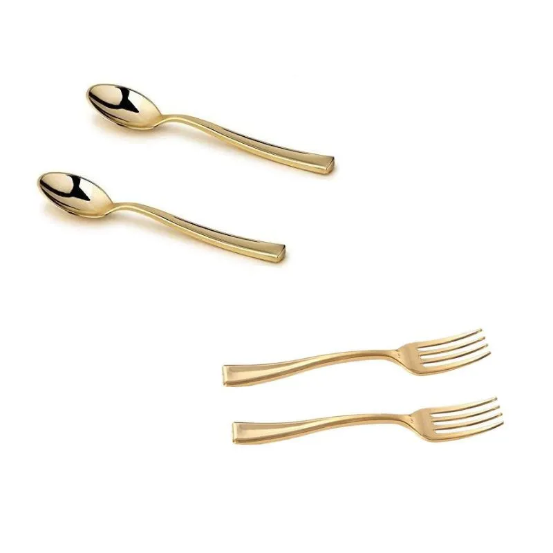 mini couverts plastique or