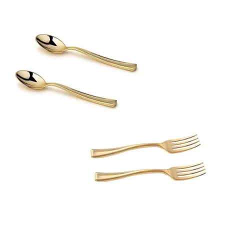 mini couverts plastique or