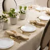 assiettes reutilisable plastique blanc et or