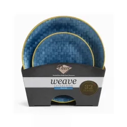 Sets D'assiettes Réutilisable en Plastique bleu & or