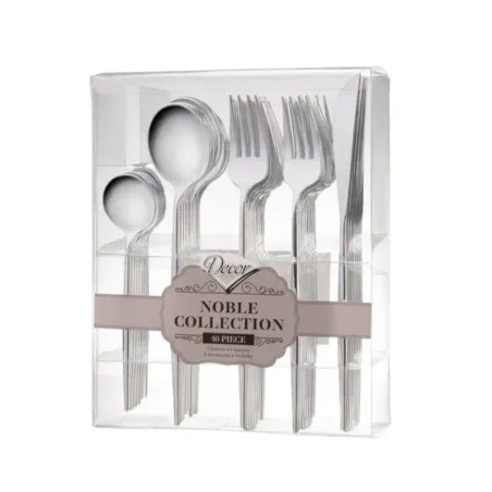 Ménagère Réutilisable Noble 40 Couverts – Blanc ou Argenté