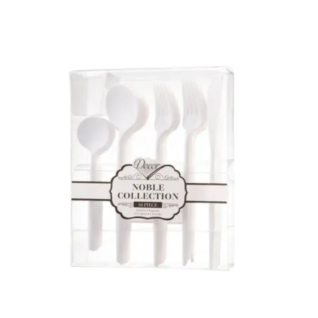 Ménagère Réutilisable Noble 40 Couverts – Blanc ou Argenté