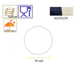 Support pâtisserie carton rond or/noir Papa France  14 cm