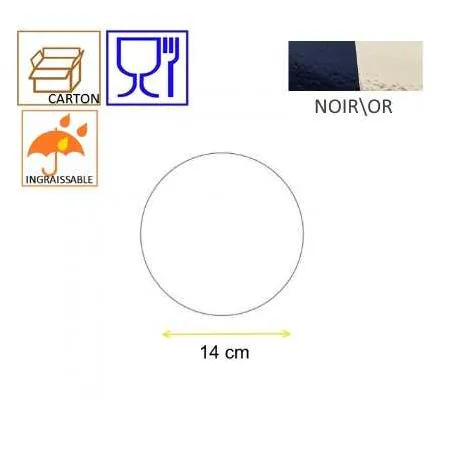 Support pâtisserie carton rond or/noir Papa France  14 cm