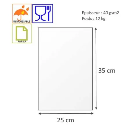 Papier ingraissable, papier d'emballage pour boulangerie et pâtisserie