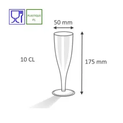 Flûtes à Champagne Plastique Jetables, traiteurs, cocktails