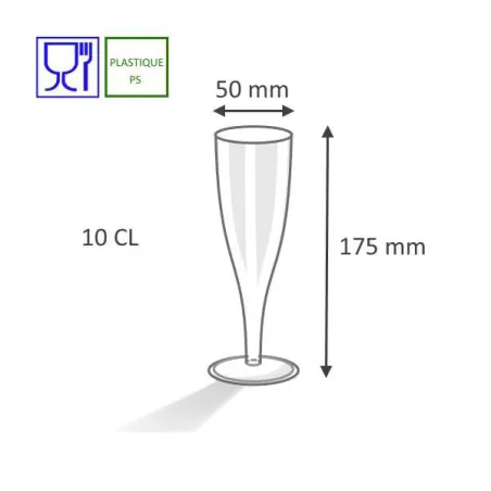 Flûtes à Champagne Plastique Jetables, traiteurs, cocktails Flûtes à Champagne Plastique Jetables, traiteurs, cocktails