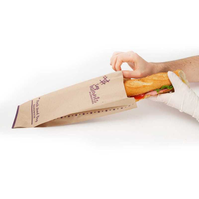 Emballage Sac sandwich papier avec ouverture sur côté à