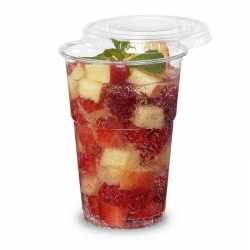 Couvercle plastique plat sans croisillons pour jus de fruit, smoothie, avec ou sans son couvercle