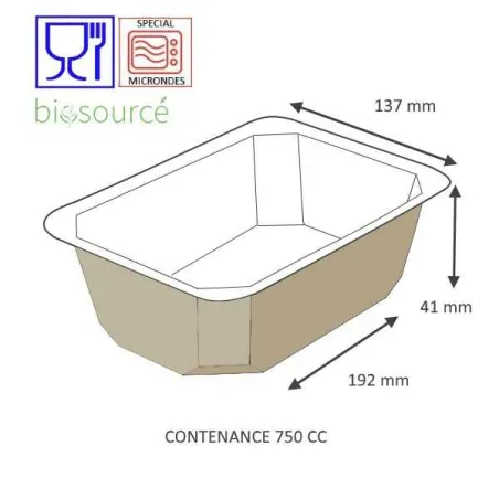BARQUETTE THERMOSCELLABLE BIOSOURCEE FOOD K