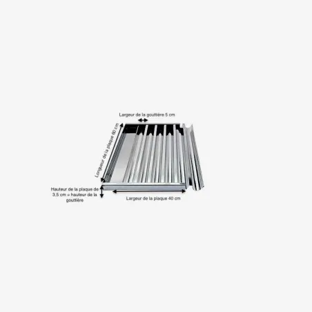 plaque bûchette 4 gouttière en inox