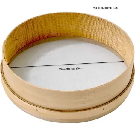 TAMIS BOIS DOUBLE TOILE INOX 25