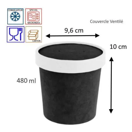 POT A SOUPE OU GLACE E NCARTON DE CULEUR NOIR POT A SOUPE OU GLACE E NCARTON DE CULEUR NOIR