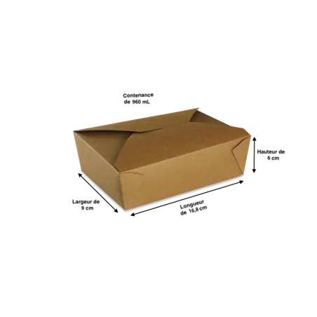 Boite pour repas à emporter Kraft brun à petits prix avec Papa France 