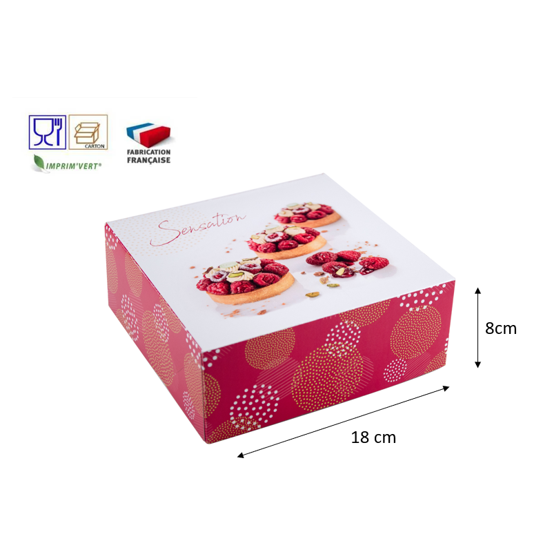 Boîte pâtissière carrée en carton 35 x 35 x ht 8cm - Meilleur du Chef