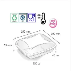 BOITES SALADE PLASTIQUE CARRE CRUDIPACK