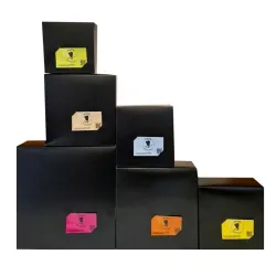 Boîte pâtissière Noire face tombante avec encoches