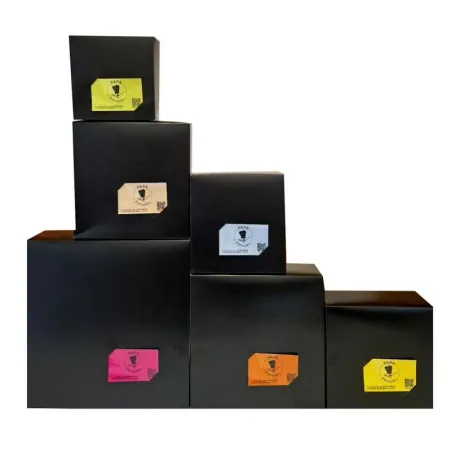 Boîte pâtissière Noire face tombante avec encoches Boîte pâtissière Noire face tombante avec encoches
