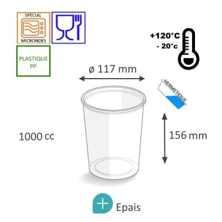 POTS PLASTIQUE ROND MICRO ONDABLE TUSIPACK