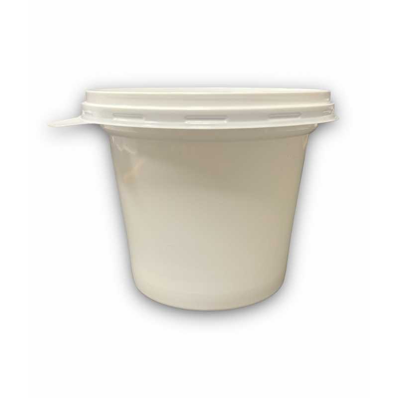 Pot plastique hermetique pour creme ou glace ou même pour vos sauces COLIS  DE 500 DESIGNATION Pot Creme + Couvercle 25 cl DIM. mm Ø95 X 76
