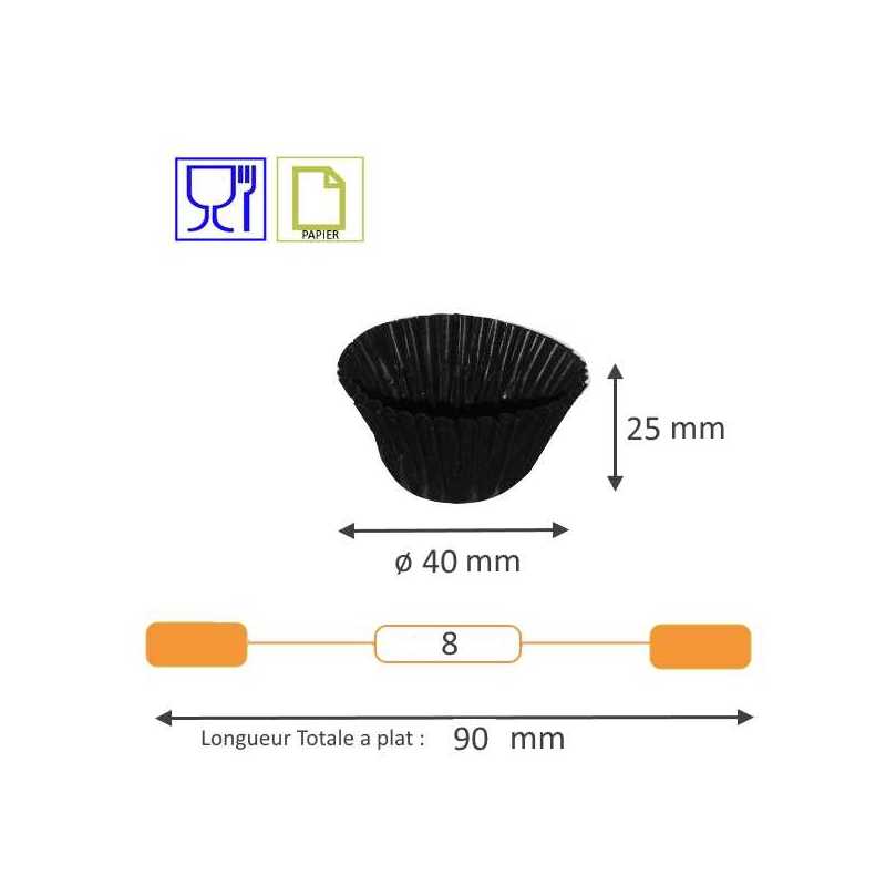 Matfer - Caissette ovale plissée noire n° 88 L 105 mm (lot de 1000)