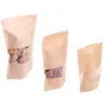 Sac kraft stand up avec fenêtre et fermeture ZIP pour emballage parfait